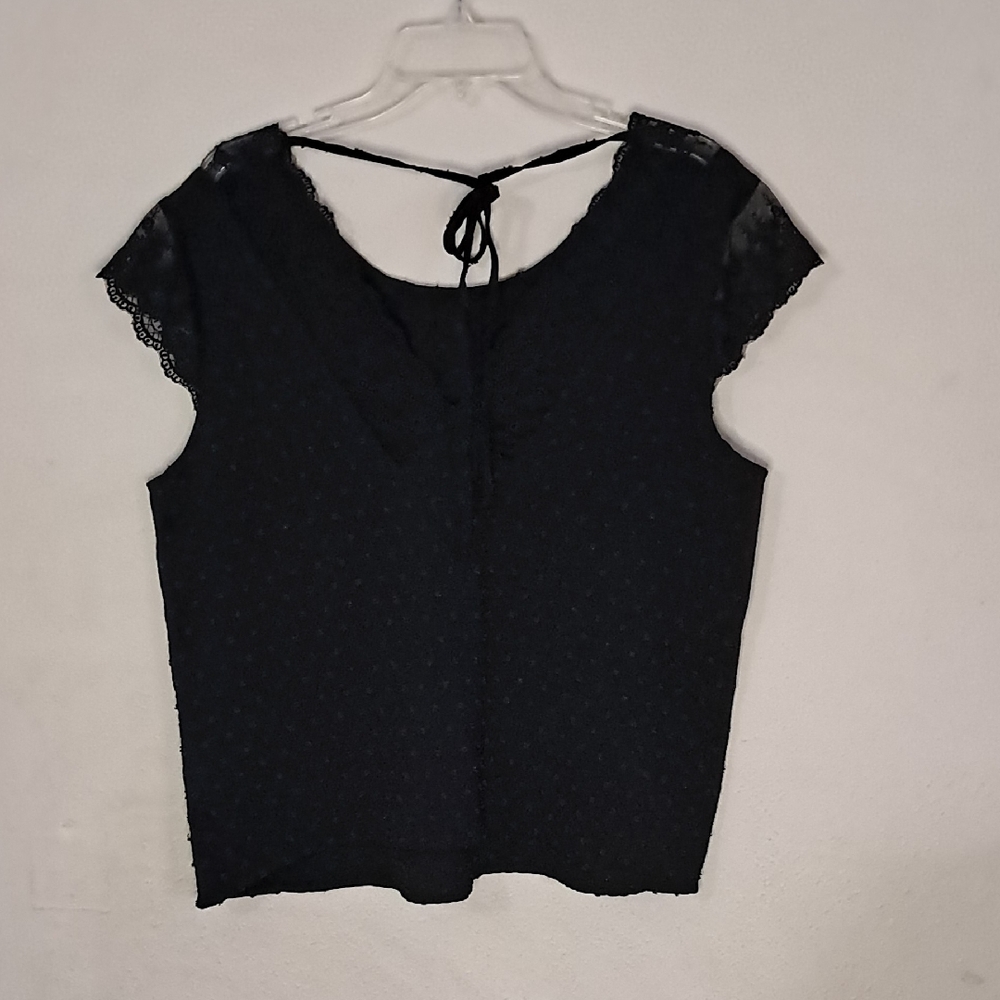 SHEIN Women's Size XL Black Lace Cap Sleeve Blouse